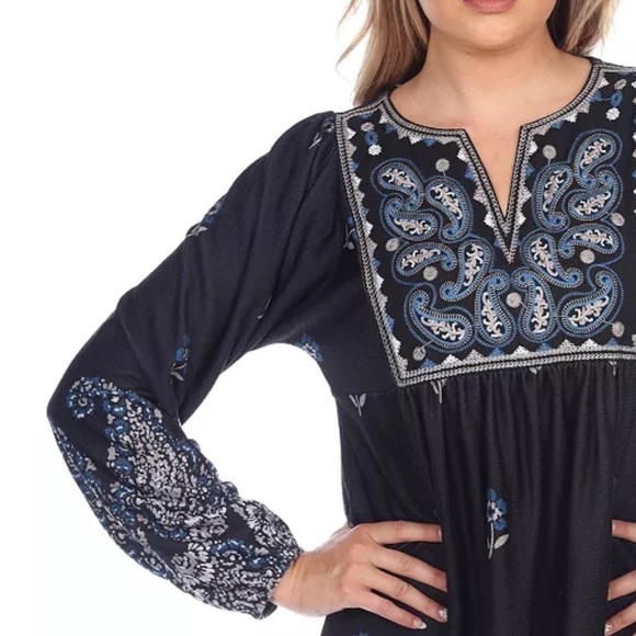 NWT White Mark Apolline Long Sleeve Bohemian Embroidered Sweater Dress Sz 2X - Picture 5 of 13